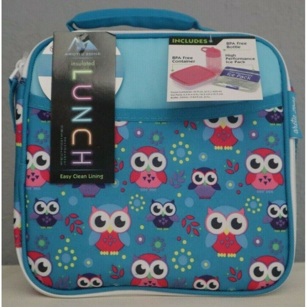 Arctic Zone Blue Owl Insulated Lunch Box. Kid School lunch box. food carrier box